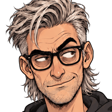 Professor Parlay, a cartoon professor with gray hair and black glasses